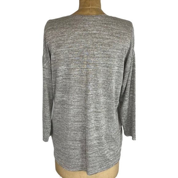 3/$30 Zara Grey Velvet Embroidered Pocket 3/4 Sleeve Top Size XL - Picture 5 of 11